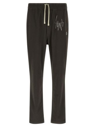 Rick Owens Brown Cotton Embroidered Joggers