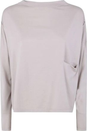 Maryya Long Sleeves Boat Neck Pockets T-Shirt