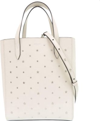 Jimmy Choo London White Leather Handbag Shoulder Bag Tote Bag (Pre-Owned)