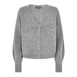 Mos Mosh Grijze V-hals Gebreide Vest - Dames - Vesten - Grijs - XS - Wol - Truien & Vesten
