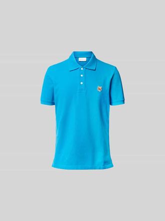 Maison Kitsun&eacute; Poloshirt mit Motiv-Applikation in Royal, Gr&ouml;&szlig;e XXL