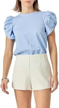 English Factory Gathered Sleeve Knit Top in Powder Blue at Nordstrom, Size X-Small