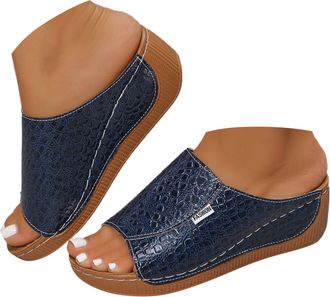 Generic Sandals Womens Fish Mouth Sandals with Female Summer Shoes Platform Wedge Heel Slip On Mules Slippers Women Comfortable Non-Slip Bathing Sandals Roman