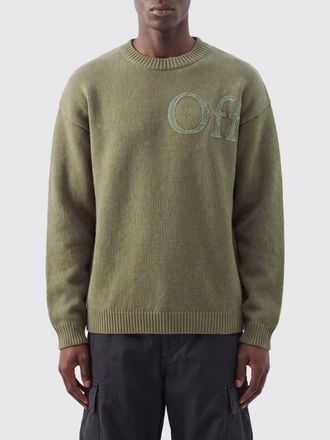 Off-white Wool Blend Crew Neck Jumper with Jacquard Logo