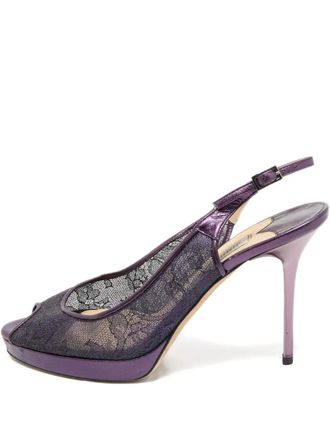 Jimmy Choo London 100mm lace slingback sandals - Purple