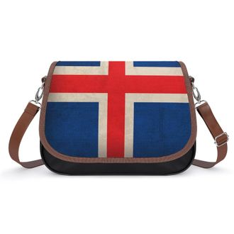 Generic Vintage Iceland Flag Womens Crossbody Bag Fashion Shoulder Handbags Message Tote Bag with Adjustable Strap