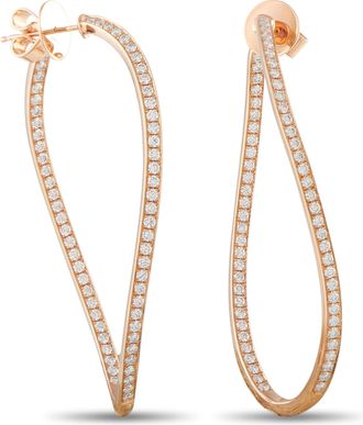 Memoire 18K Rose Gold 2.0ct Diamond Twist Inside-Out Hoop Earrings MS15-050426