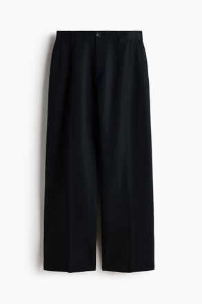 H&M Weite Hose aus Leinengemisch in Loose Fit - Schwarz