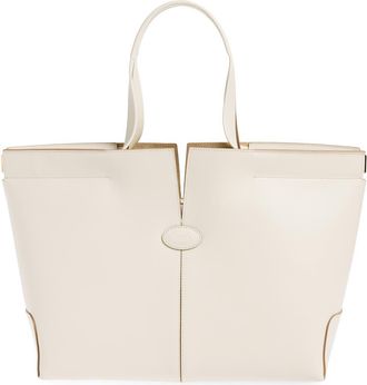 Tod's Medium-Small Tods Di Bag Folio Leather Shopper in Bianco Calce at Nordstrom