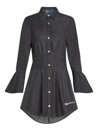 Karl Lagerfeld bell-sleeve denim dress - women - Cotton/Viscose - L - Black