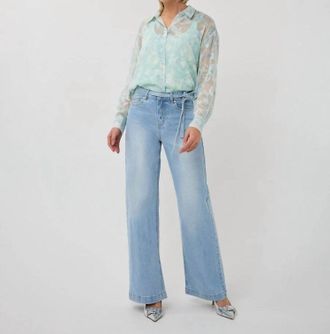 Esqualo Solae Shadow Blouse In Light Mint And Blue