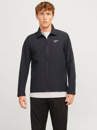 Jack & Jones Langarmhemd JACK & JONES JCOAERO SHIRT JACKET LS NOOS, Herren, Gr. XS, N-Gr, schwarz, Web, Obermaterial: 92% Polyester, 8% Elasthan, unifarben, relaxe