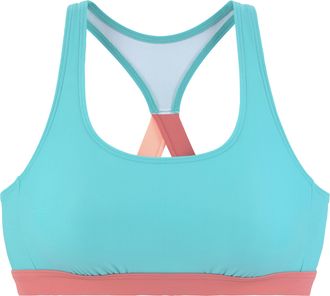 Active By Lascana Bustier-Bikini-Top LASCANA ACTIVE Janni, Damen, Gr. 34, Cup C/D, blau (t&uuml;rkis), Recycling-Polyamid, kontrastfarbene Details, unifarben, Bikini-Obertei