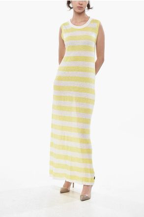 Woolrich Long Sleeveless Striped Linen Dress size Xs