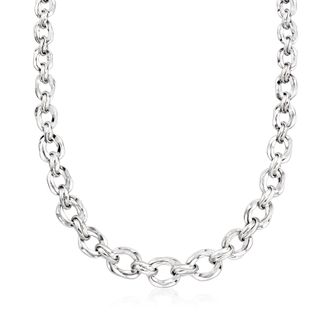 Ross-Simons Sterling Silver Graduated Oval-Link Necklace