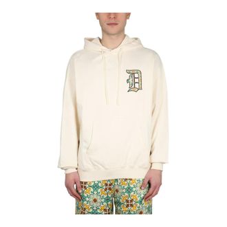 Dr&ocirc;le de Monsieur Embroidered Logo Hoodie - Heren - Sweatshirts & Hoodies - Beige - Maat: S Katoen
