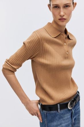 H&M Rib-knit Top in Dark Beige at Nordstrom, Size Xx-Large