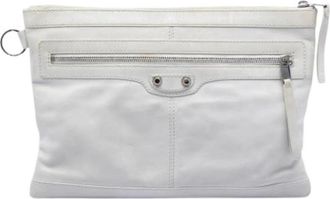 Balenciaga Pre-owned Vintage Clutch - Dames - Vintage Clutch - Wit - ONE Size - Leer - Vintage