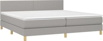 vidaXL Vidaxl - Cama Box Spring Con Colch&oacute;n Tela Y Led Gris Claro 200x200 Cm