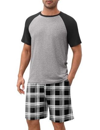 Short Pyjama Homme Ekouaer - Tissu Léger Respirant - Taille élastique Avec Cordon - Poches - S-XXL