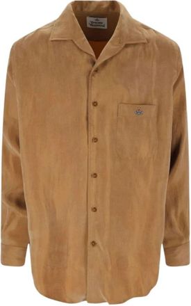 Vivienne Westwood Orb Logo Long Sleeve Shirt - Heren - Casual Overhemden - Bruin - S - Overhemden