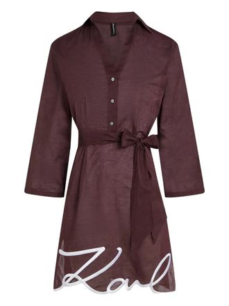 Karl Lagerfeld K/Signature beach dress - women - Cotton - S - Brown