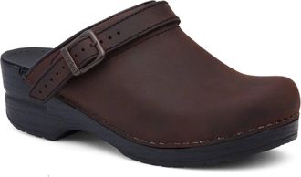 Dansko Womens Ingrid Open Back Clogs In Antique Brown