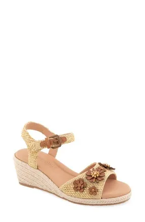 Gentle Souls Gibson Espadrille Ankle Strap Platform Wedge Sandal in Natural Raffia at Nordstrom, Size 5.5
