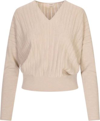 Agnona V-neck Truien - Dames - Cashmere truien - Bruin - M - Truien & Vesten