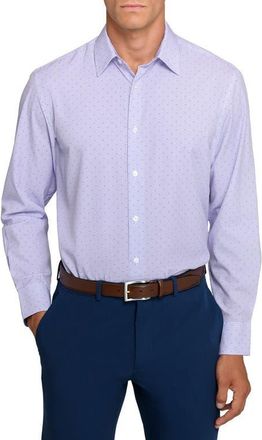 W.R.K Slim Fit Stripe Dot Performance Dress Shirt in White/Purple at Nordstrom, Size 15.5 - R