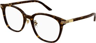 Gucci Afgerond Cat-eye Montuur - Dames - Brillen - Bruin - 53 MM - Leer - Accessoires