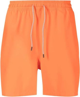 Ralph Lauren Stijlvolle oranje zwemshorts met trekkoord - Heren - Strandmode - Oranje - 2XL - Polyester - Badmode