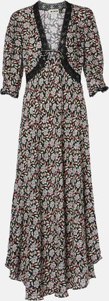 Rixo Amina floral crepe midi dress