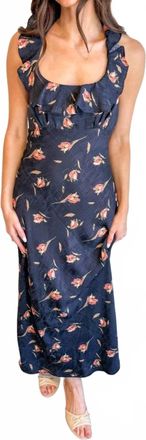 Astr Morrigan Ruffle Trim Halter Dress In Black Floral