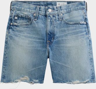 AG - Adriano Goldschmied Billie Frayed-Hem Cotton Denim Shorts