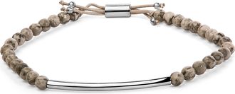 House of Brilliance Sterling Silver Jasper Bead Station Bracelet Bolo Clasp
