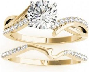 Allurez Diamond Twist Bypass Bridal Set Setting 14k Yellow Gold (0.17ct)