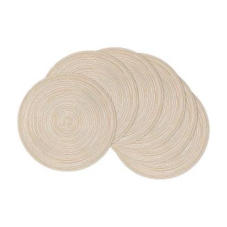 OEM Juego De 6 Manteles Individuales Redondos Trenzados De 38 Cm (15 Pulgadas), Antideslizantes, Resistentes Al Calor Y Lavables, Ideales Para La Decoraci