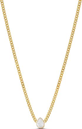 SHYMI Fancy Shape Curb Chain Necklace -.925 Sterling Silver, 14k Gold-Plated - Rhodium Plated, Cubic Zirconia, Adjustable Chain