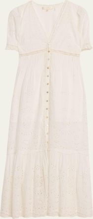 LoveShackFancy Tarragon Broderie Anglaise Midi Dress
