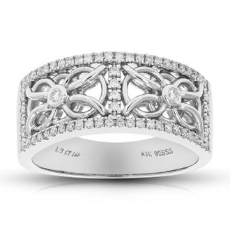 Vir Jewels 1/3 cttw Lab Grown Diamond Wedding Band in Sterling Silver For Women