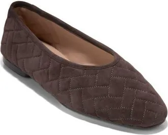 Cole Haan Jasleen Quilted Ballet Flat in Dark Chocolate Quilted Suede at Nordstrom, Size 8.5