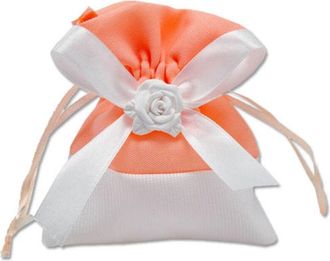 Trade Shop Trade Shop - 12 Sacchetti Stoffa Porta Confetti Rosa Bianca Matrimonio Battesimo Bomboniera - Orange