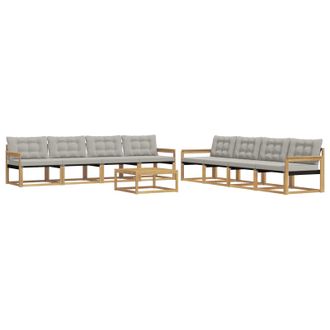 vidaXL Set Di Divani Da Esterno 9 Pz Bianco E Grigio Chiaro Vidaxl
