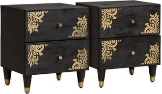 vidaXL Armario De Noche Con Caj&oacute;n 2 Pcs Negro 40 X 33 X 46 Cm Vidaxl