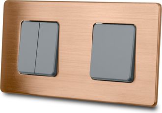 OEM Interruptor De Luz Triple Unipolar De Acero Gris Cepillado Con Revestimiento De Cobre Pvd