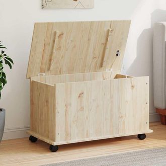 vidaXL Vidaxl - Ba&uacute;l De Almacenaje Con Ruedas Alta Madera Maciza 73x39,5x43 Cm