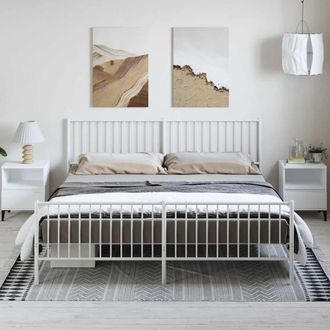 vidaXL Estructura Cama Sin Colch&oacute;n Con Estribo Metal Blanco 183x213 Cm Vidaxl