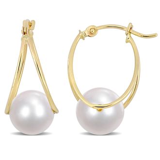 Mimi & Max 8-8.5mm Cultured Freshwater Pearl Earrings in 14k Yellow Gold