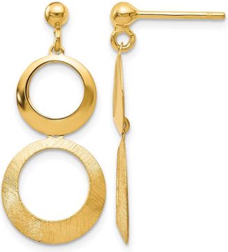 Diamond2Deal 14K Yellow Gold Circle Shape Drop Dangle Earrings